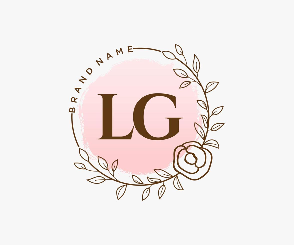 logotipo feminino LG inicial. utilizável para logotipos de natureza, salão, spa, cosméticos e beleza. elemento de modelo de design de logotipo de vetor plana.