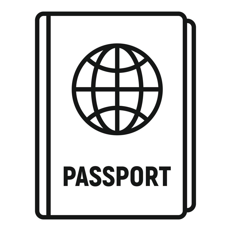 ícone de passaporte internacional, estilo de estrutura de tópicos vetor