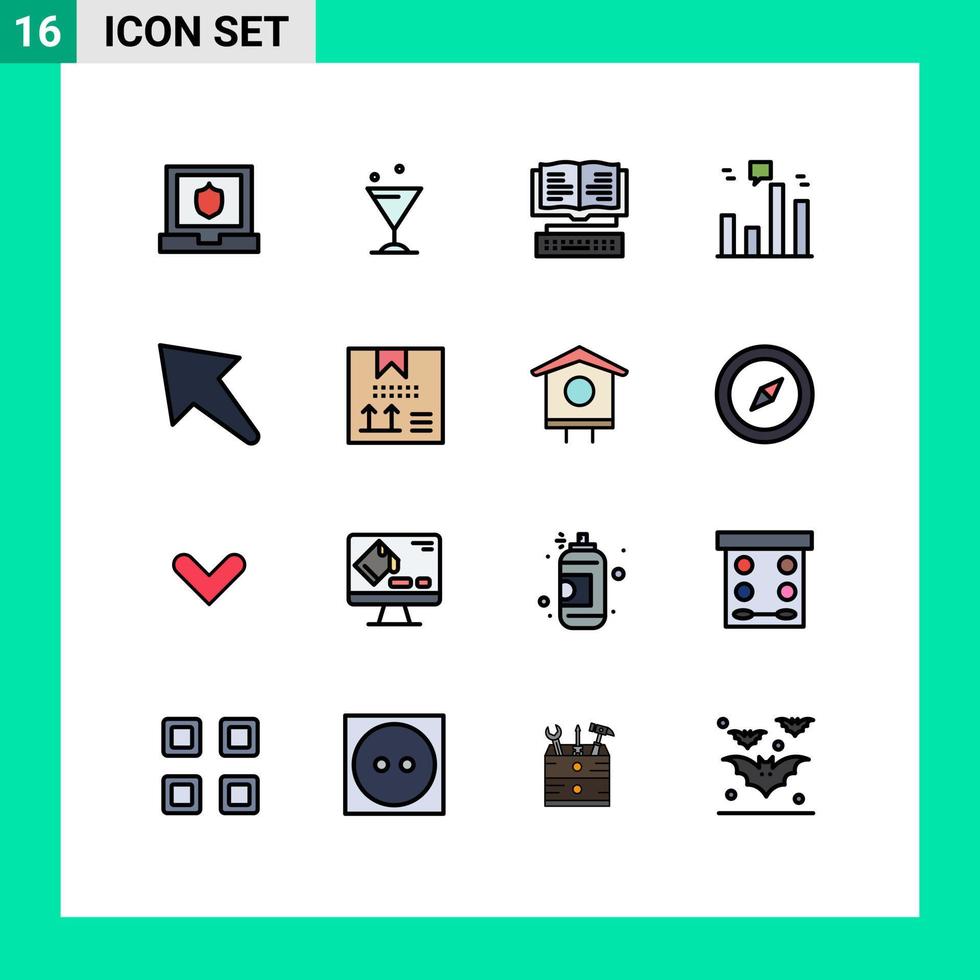 pacote de ícones vetoriais de estoque de 16 sinais e símbolos de linha para a caixa esquerda conhecimento gráfico de seta elementos de design de vetores criativos editáveis
