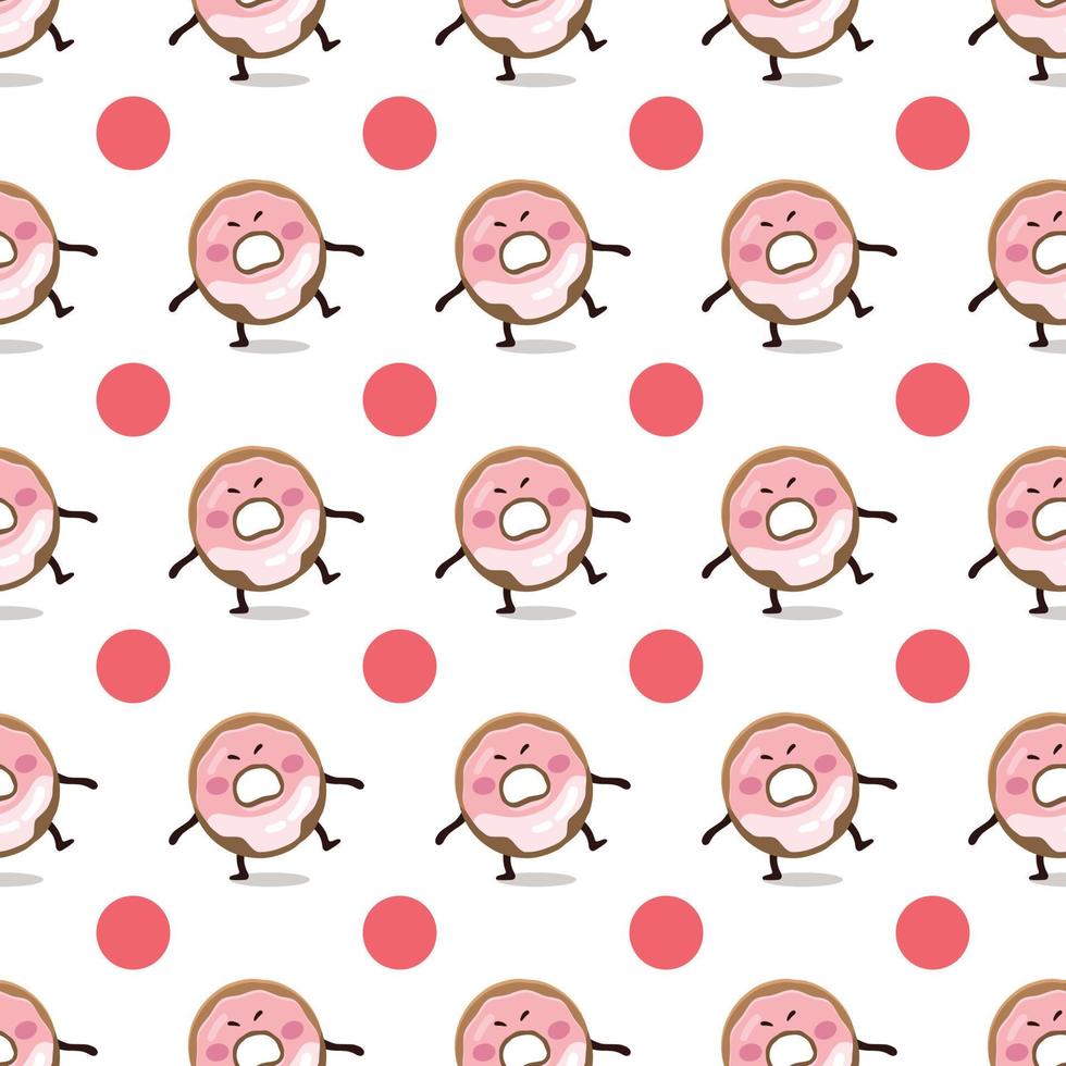 donut lutador de sumô padrão sem emenda japonês. ilustração de textura de rosquinha rosa. ilustração de fast-food em estilo simples. padrão têxtil digital plano infantil engraçado de rosquinha feliz com vidro rosa. vetor