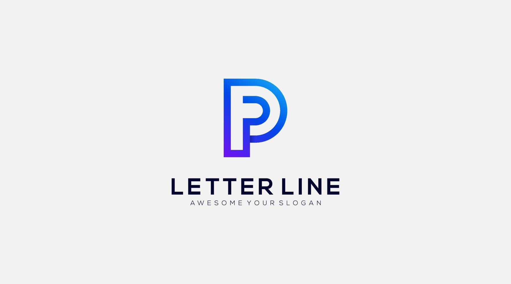 modelo de vetor de design de logotipo de ícone de linha letra p