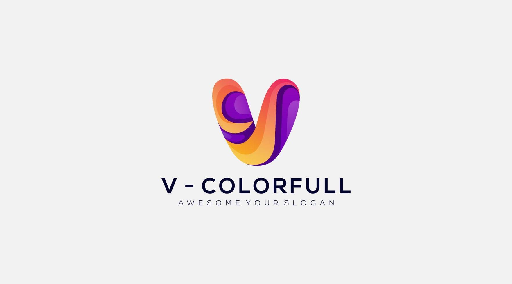 modelo de vetor de design de logotipo colorido premium letra v