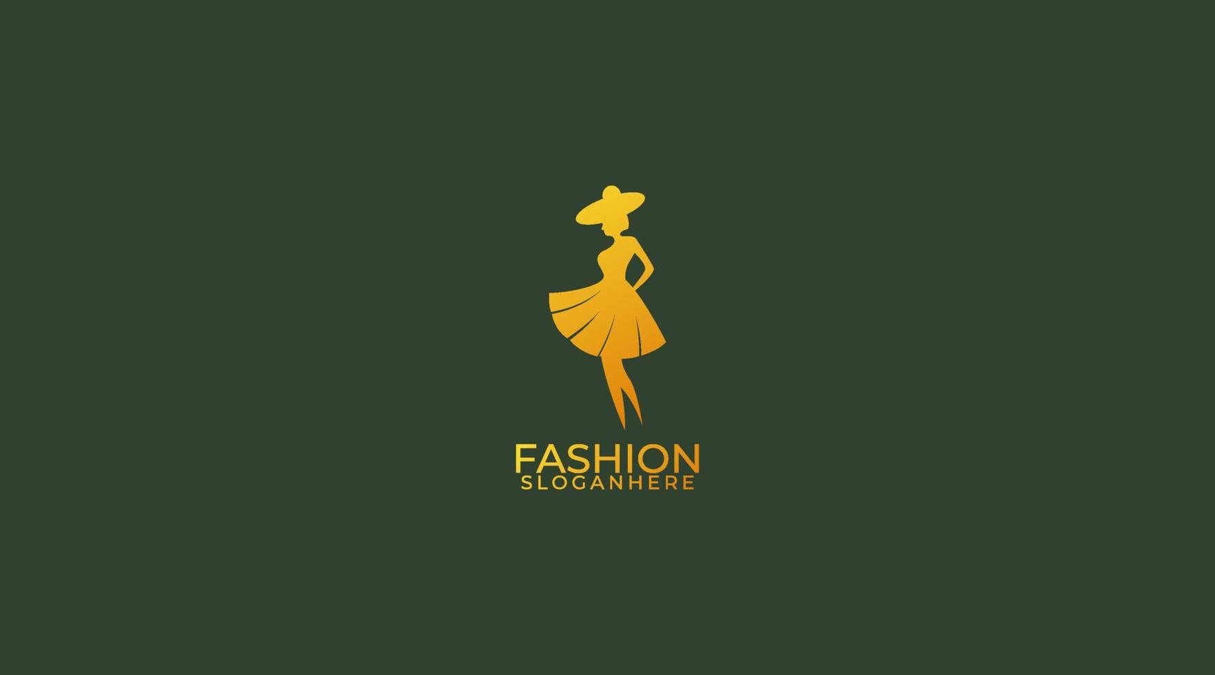 modelo de vetor de design de logotipo de silhueta de mulher elegante de luxo de luxo de moda