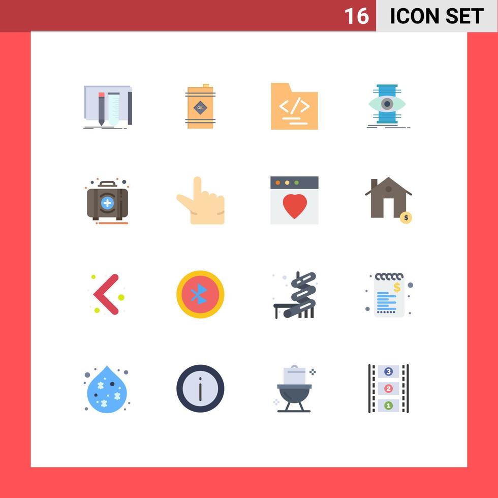 Conceito de 16 cores planas para sites móveis e aplicativos de emergência otimizam o pacote editável de olho de foco tóxico de elementos de design de vetores criativos