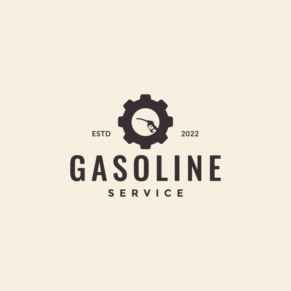 gasolina com vetor de design de logotipo hipster de engrenagem de serviço