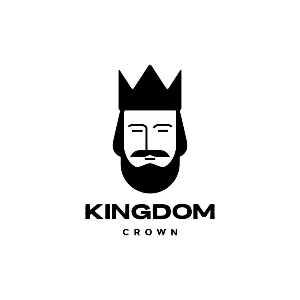 homem coruja rosto rei barbudo coroa vetor de design de logotipo minimalista