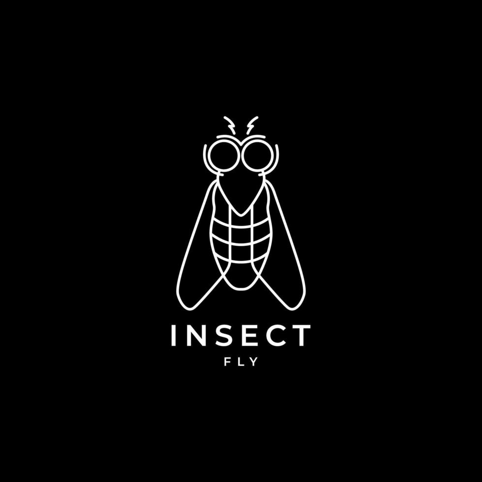 vetor de design de logotipo geométrico de linha minimalista de mosca de inseto