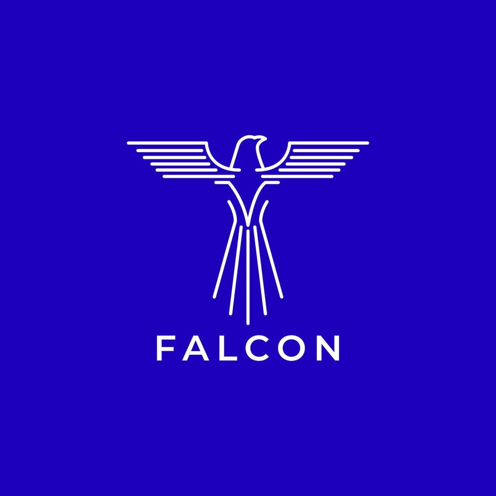 vetor de design de logotipo geomtric moderno minimalista de linha de mosca de falcão