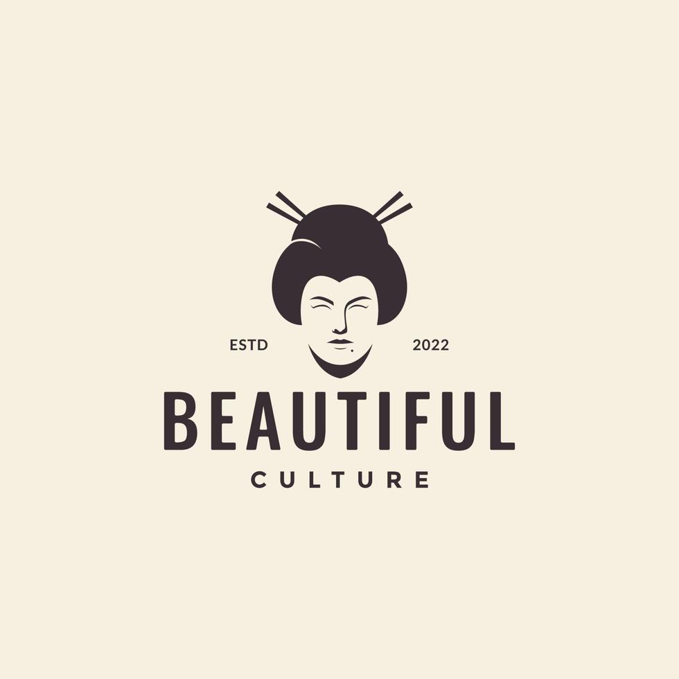 beleza rosto mulher cabelo cultura asiática design de logotipo vetor