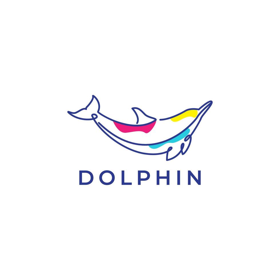 design de logotipo de arte de linha abstrata minimalista oceano golfinho vetor
