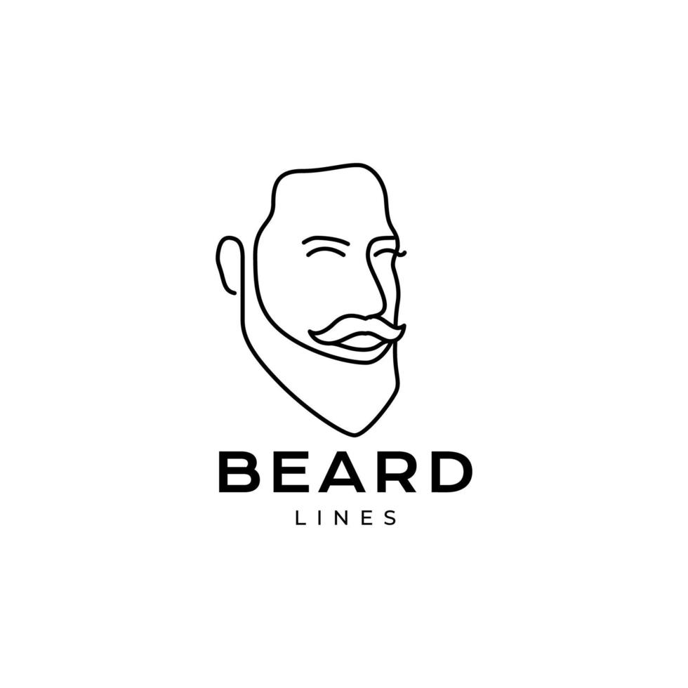 vetor de design de logotipo moderno de linha contínua de homem barbudo