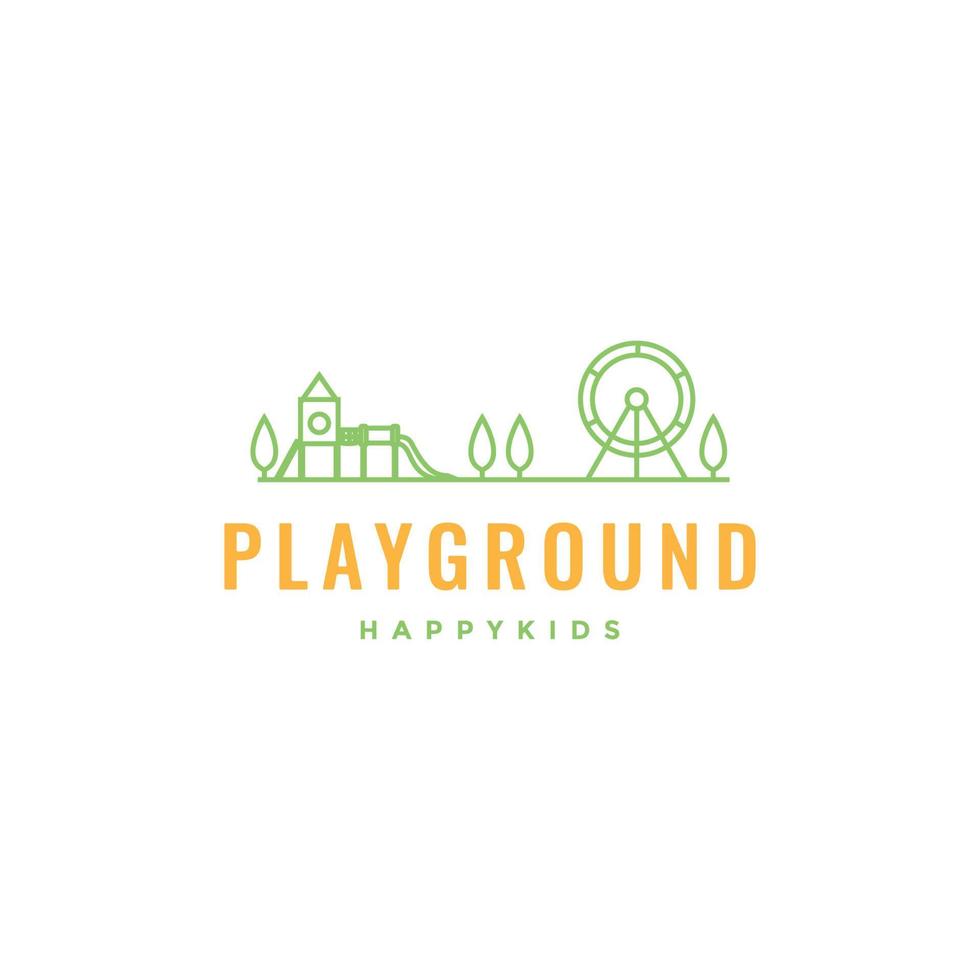 play ground yard park design de logotipo colorido mínimo vetor