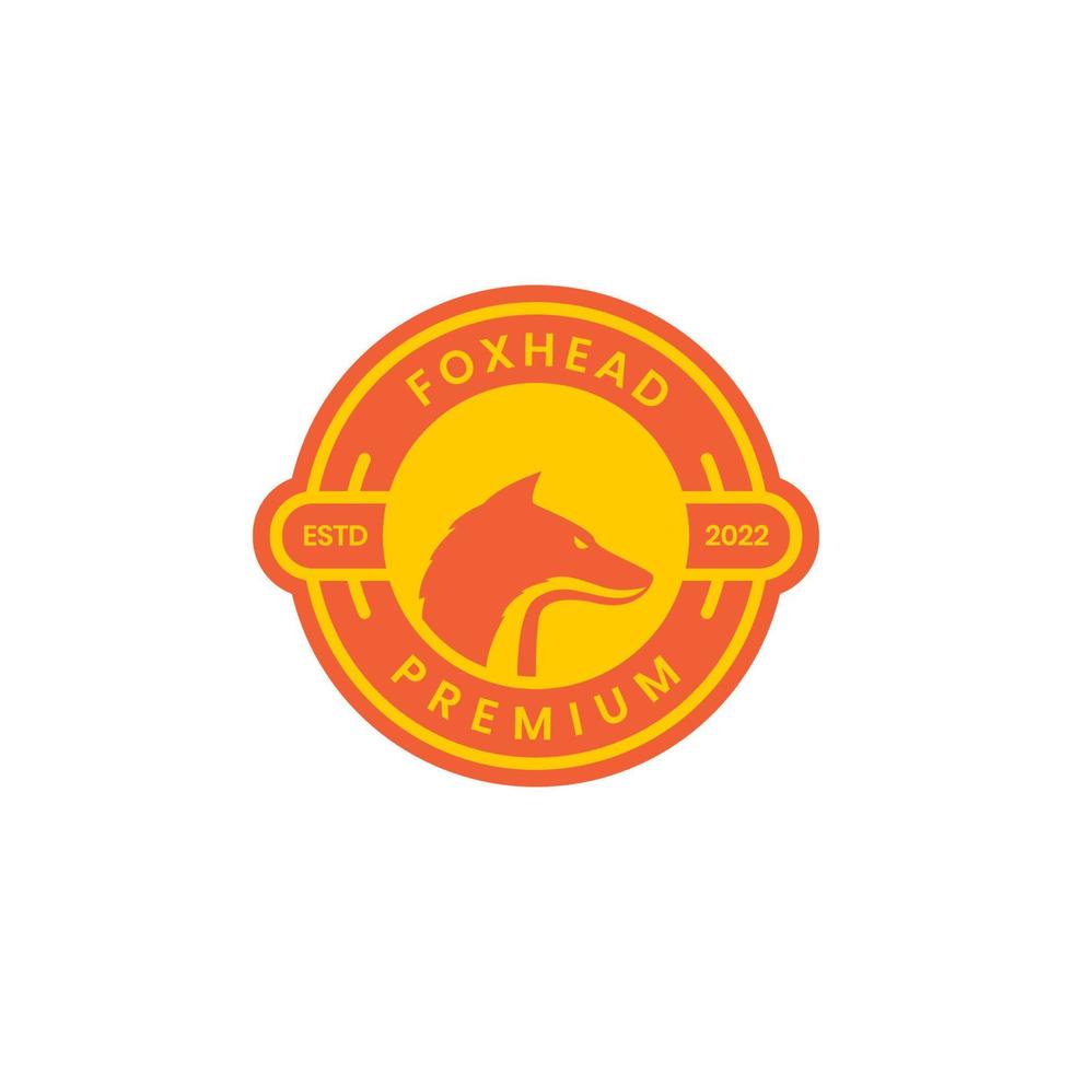 design de logotipo vintage adesivo de distintivo de cabeça de raposa vetor
