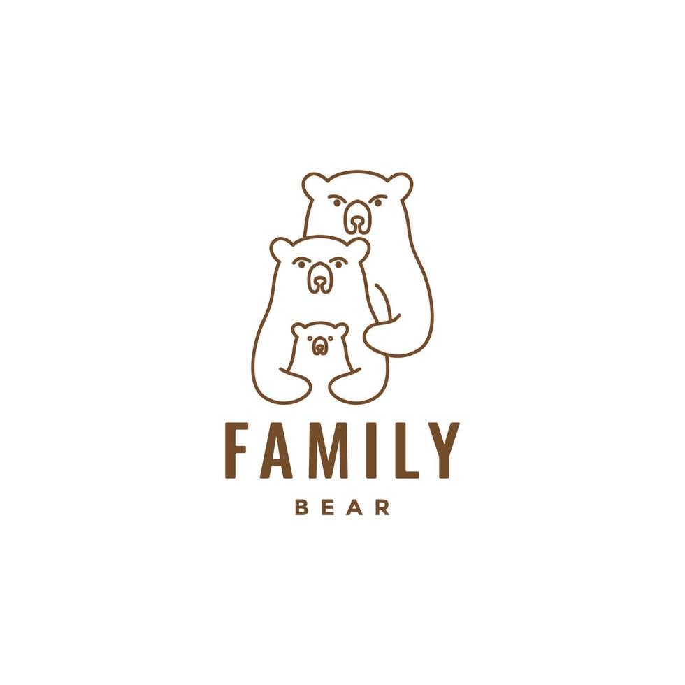 vetor de design de logotipo de harmonia familiar de urso