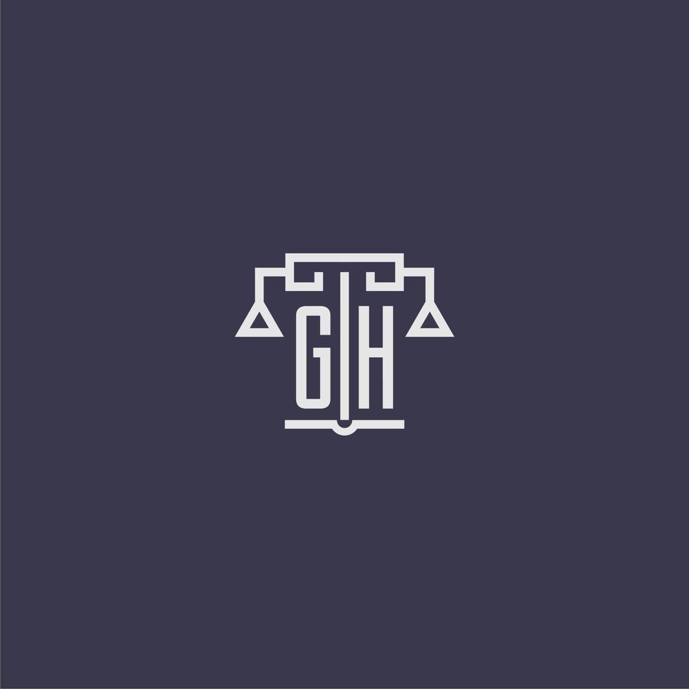 monograma inicial gh para logotipo de escritório de advocacia com imagem vetorial de escalas vetor
