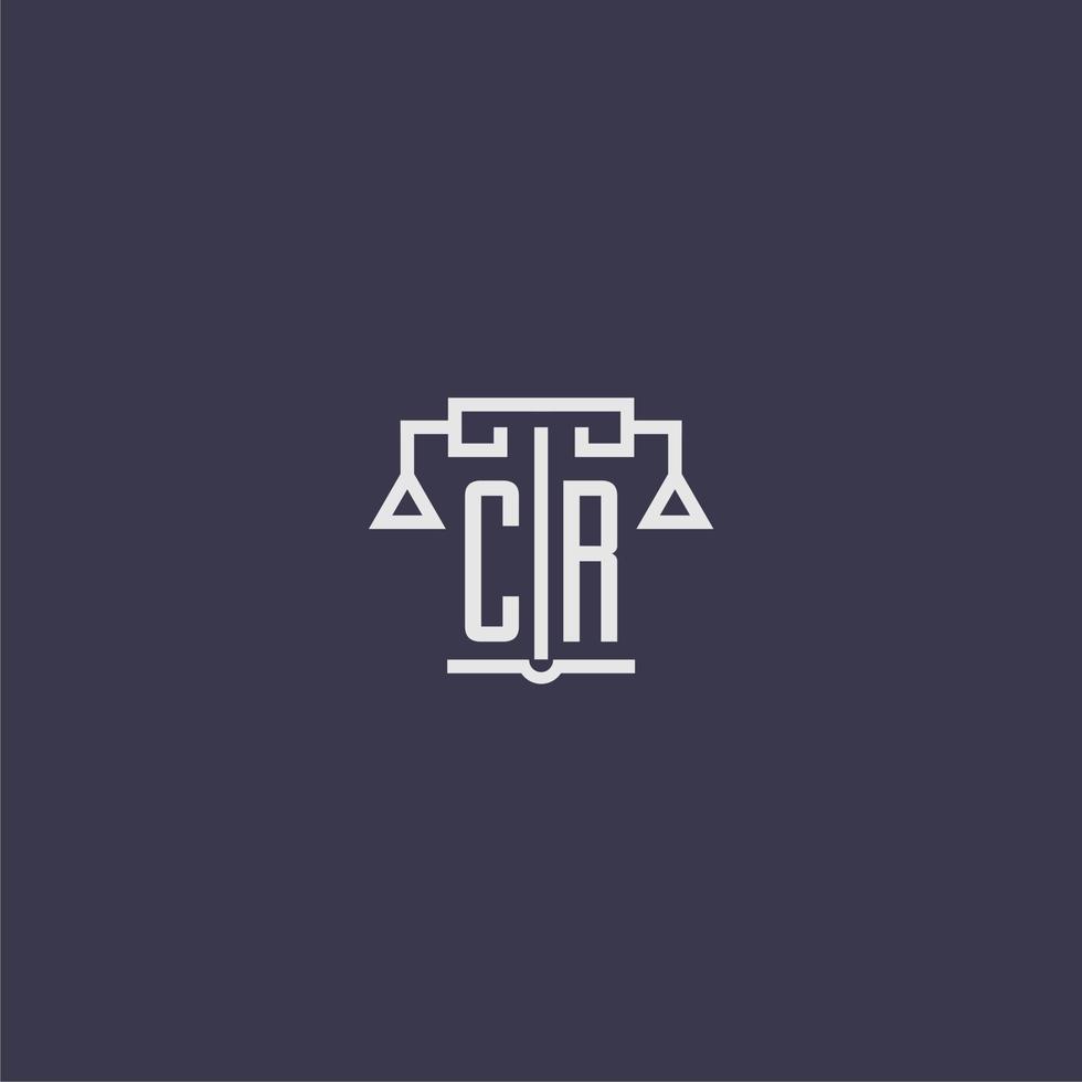 cr monograma inicial para logotipo de escritório de advocacia com imagem vetorial de escalas vetor