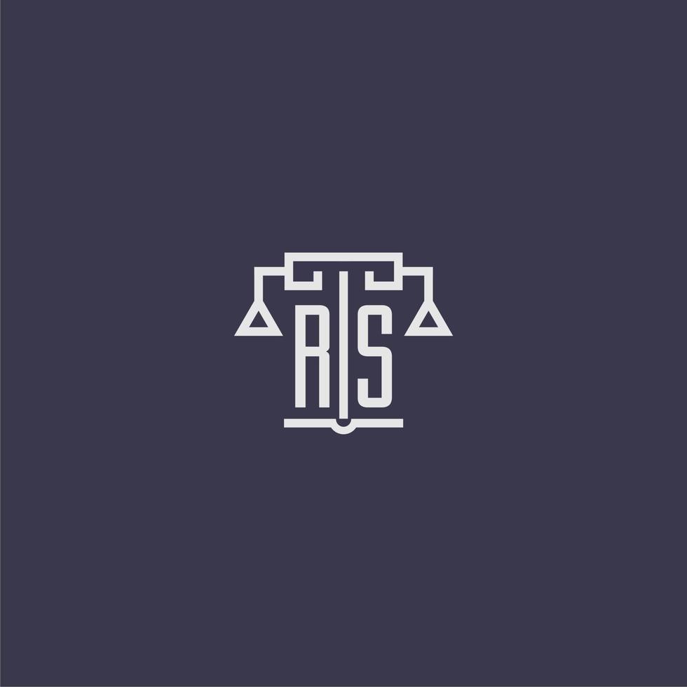rs monograma inicial para logotipo de escritório de advocacia com imagem vetorial de escalas vetor