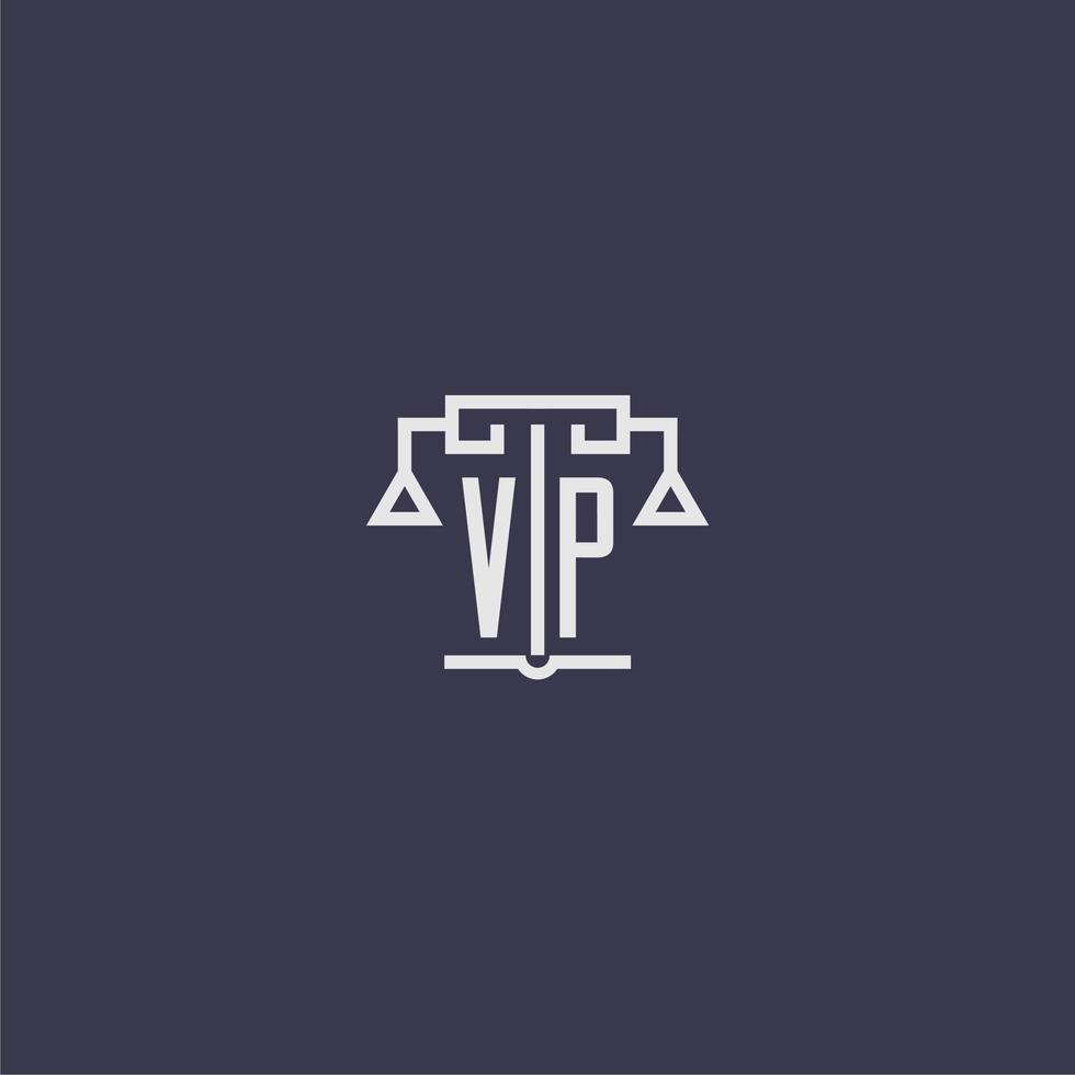 monograma inicial vp para logotipo de escritório de advocacia com imagem vetorial de escalas vetor