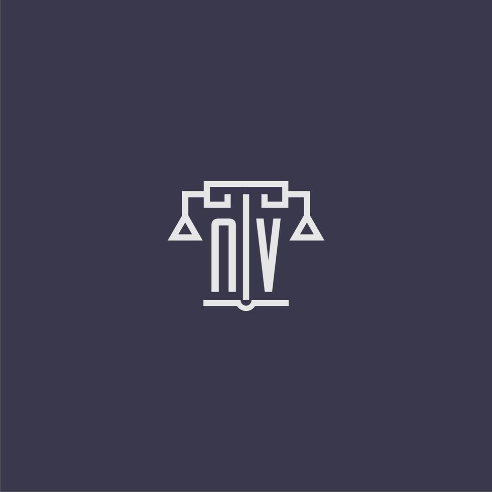 nv monograma inicial para logotipo de escritório de advocacia com imagem vetorial de escalas vetor