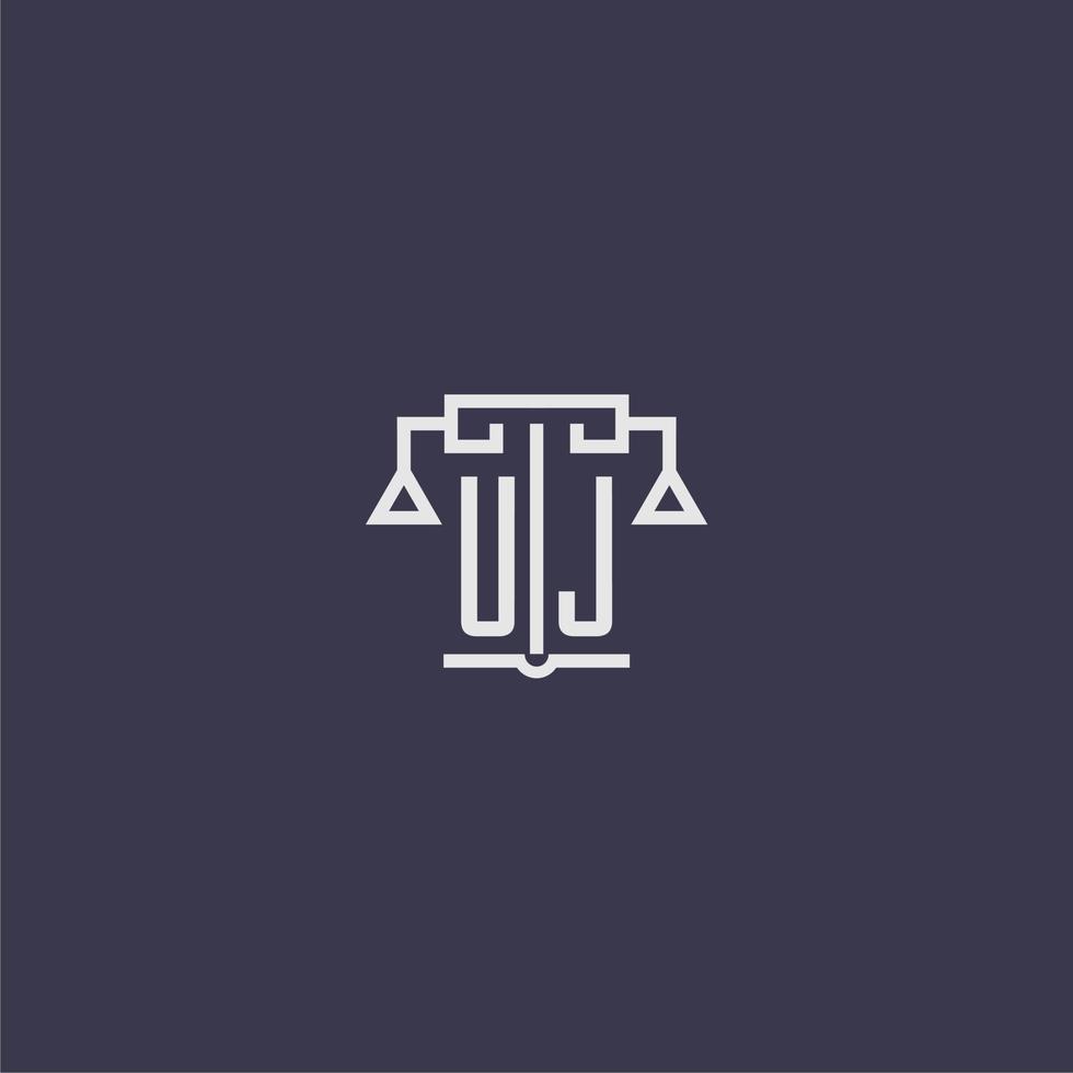uj monograma inicial para logotipo de escritório de advocacia com imagem vetorial de escalas vetor
