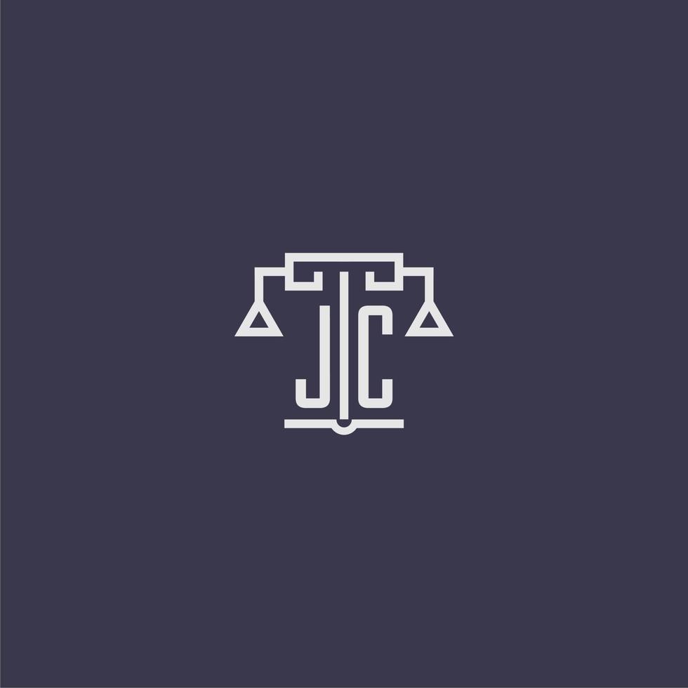 monograma inicial jc para logotipo de escritório de advocacia com imagem vetorial de escalas vetor