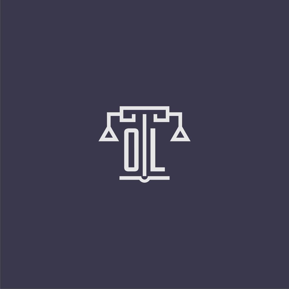 ol monograma inicial para o logotipo do escritório de advocacia com imagem vetorial de escalas vetor