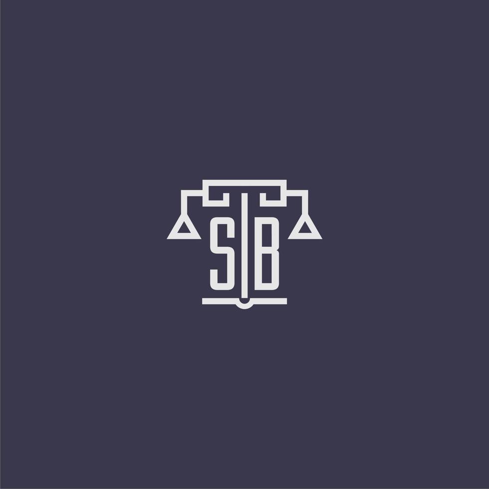 monograma inicial sb para logotipo de escritório de advocacia com imagem vetorial de escalas vetor