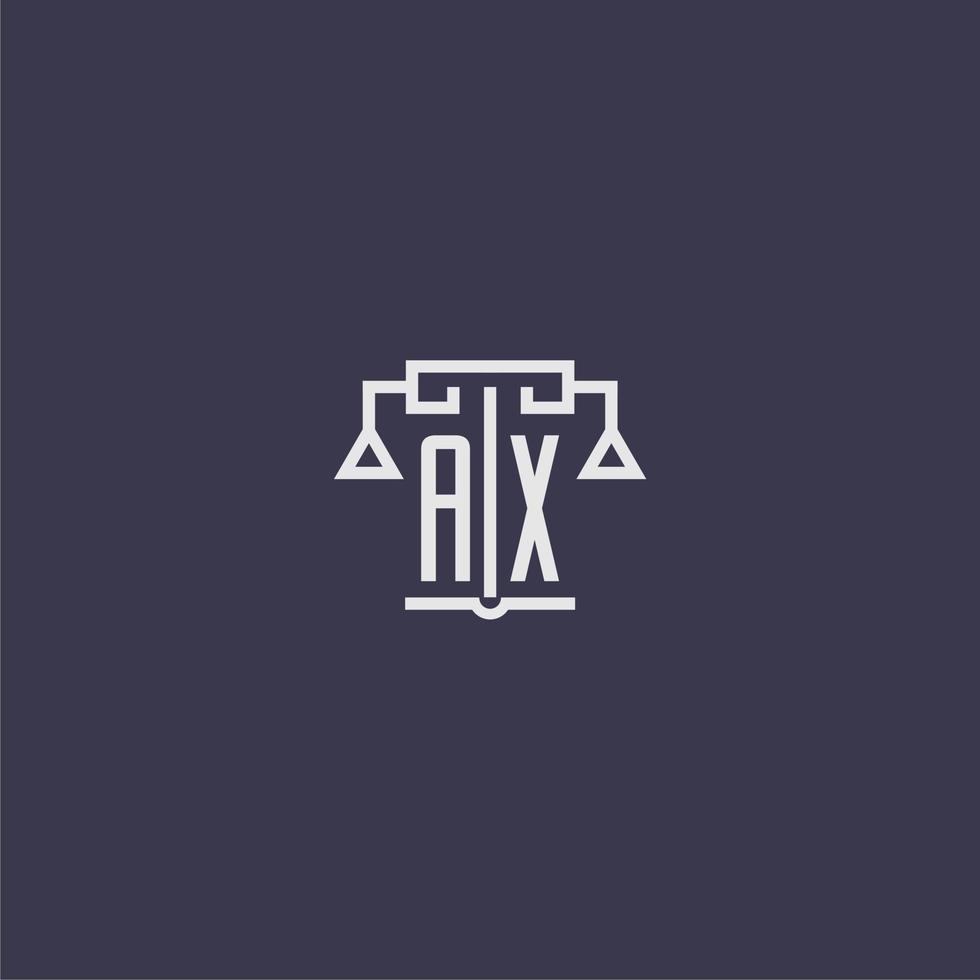 monograma inicial de machado para logotipo de escritório de advocacia com imagem vetorial de escalas vetor