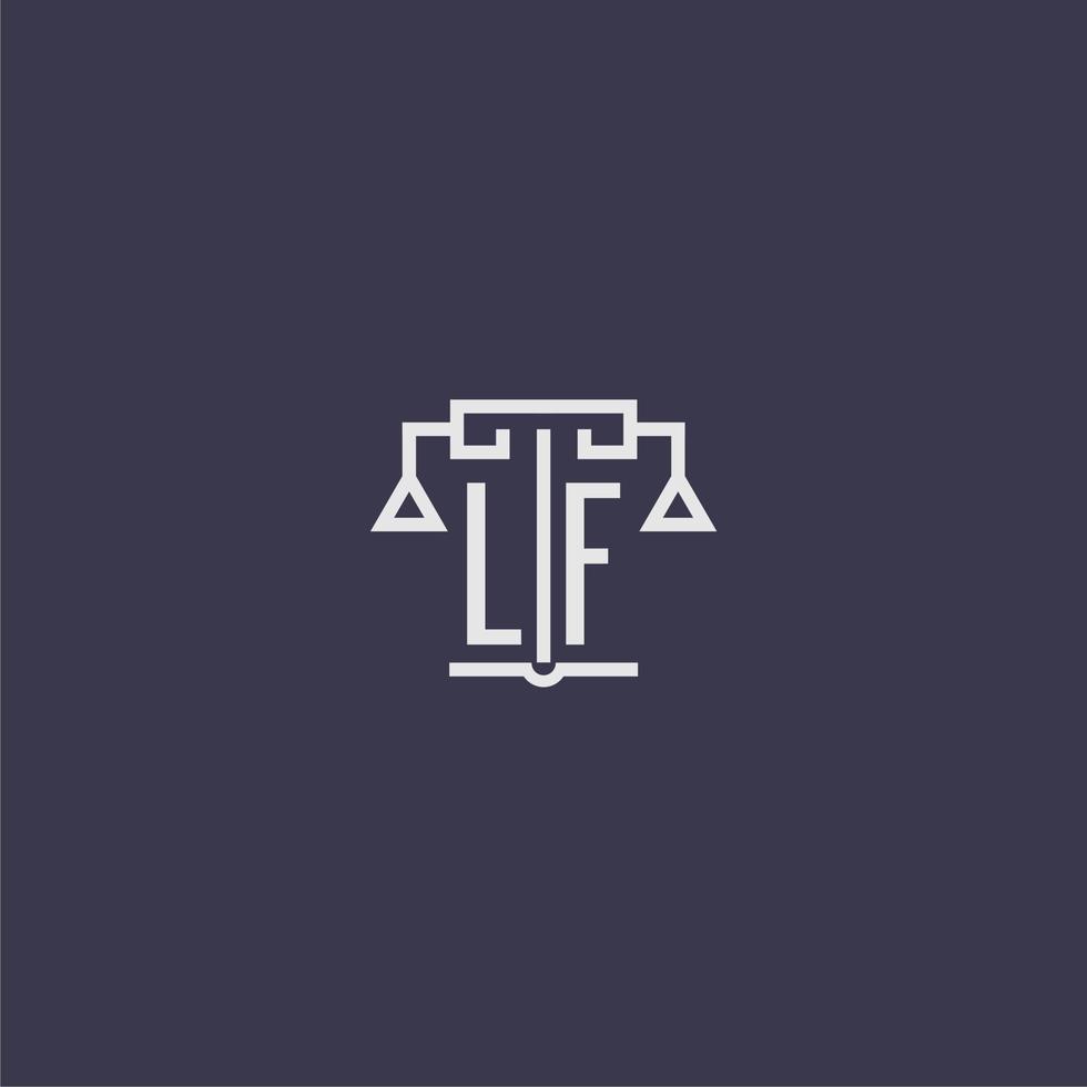 lf monograma inicial para logotipo de escritório de advocacia com imagem vetorial de escalas vetor