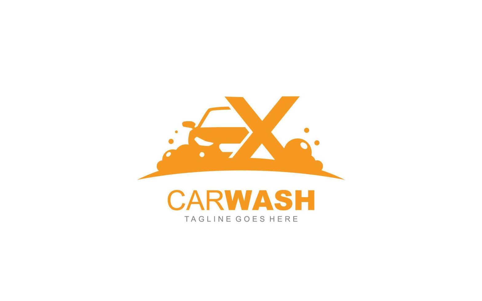 x logo carwash para identidade. ilustração vetorial de modelo de carro para sua marca. vetor