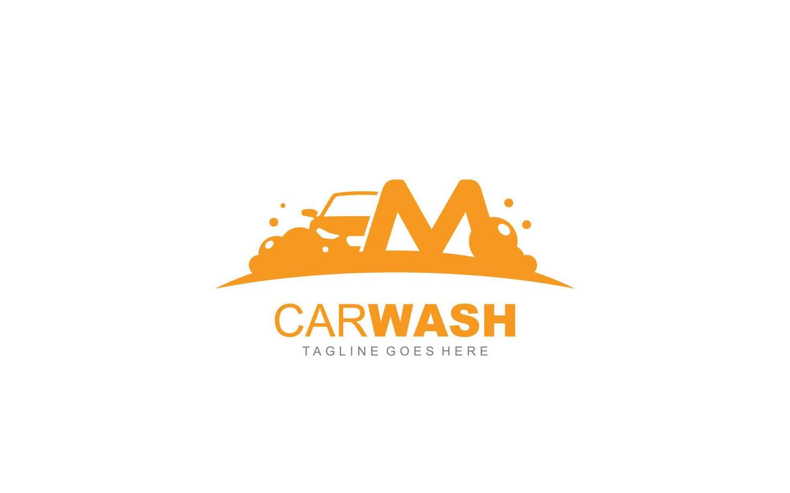 m logo carwash para identidade. ilustração vetorial de modelo de carro para sua marca. vetor