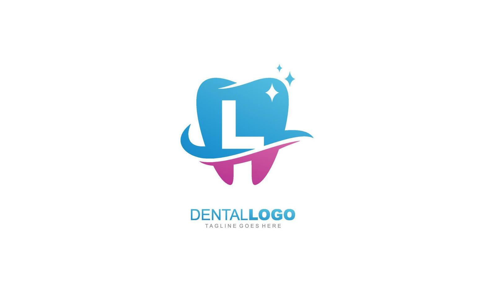 l logo dentista para empresa de branding. carta modelo ilustração vetorial para sua marca. vetor