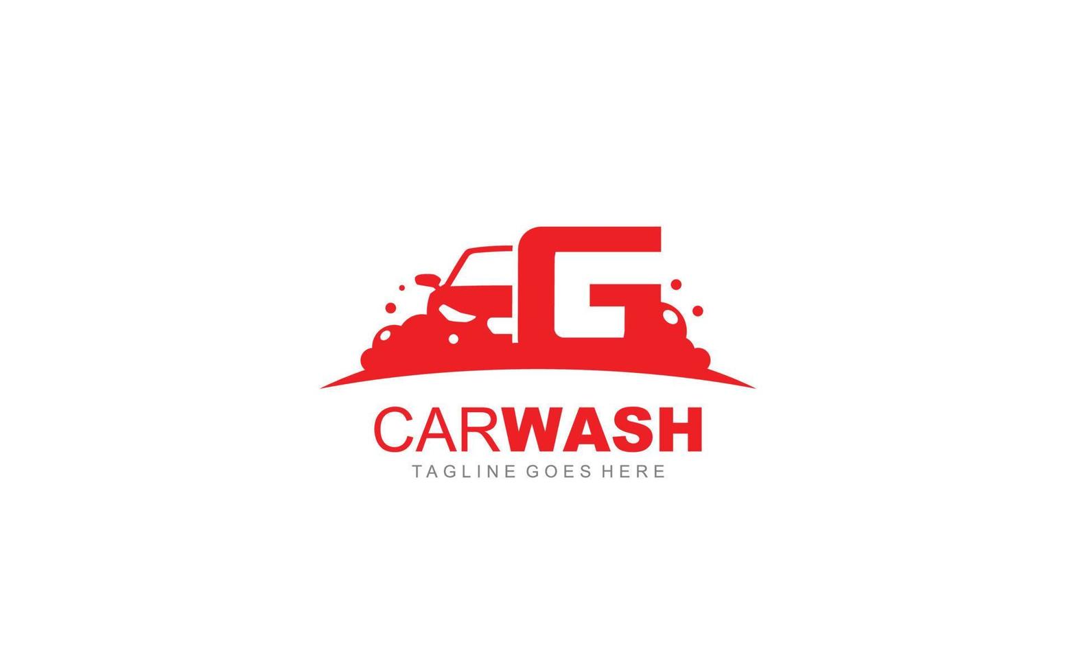 g logo carwash para identidade. ilustração vetorial de modelo de carro para sua marca. vetor