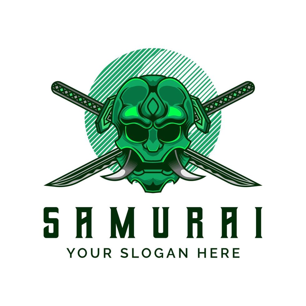 rosto de samurai ronin com máscara de espada logotipo ícone símbolo modelo vintage vetor