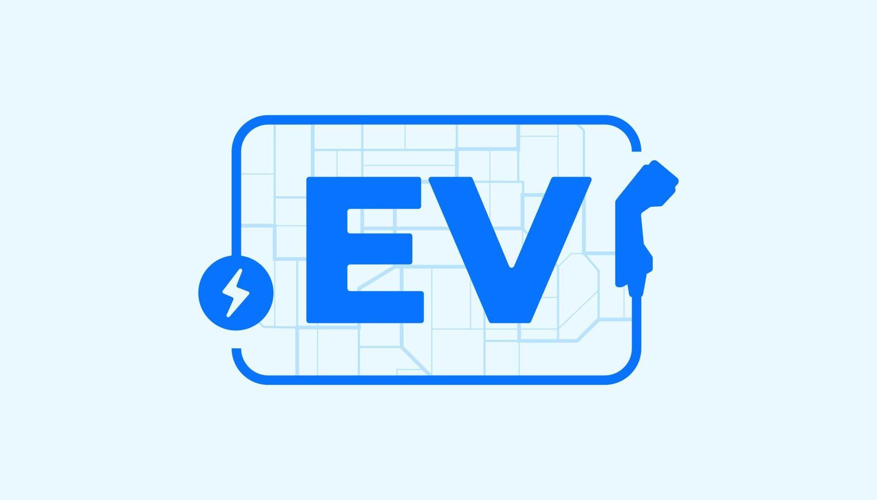 estação de carregamento elétrico ev. veículo elétrico, logotipo do ponto de carregamento, conceito de veículo ecológico. vetor