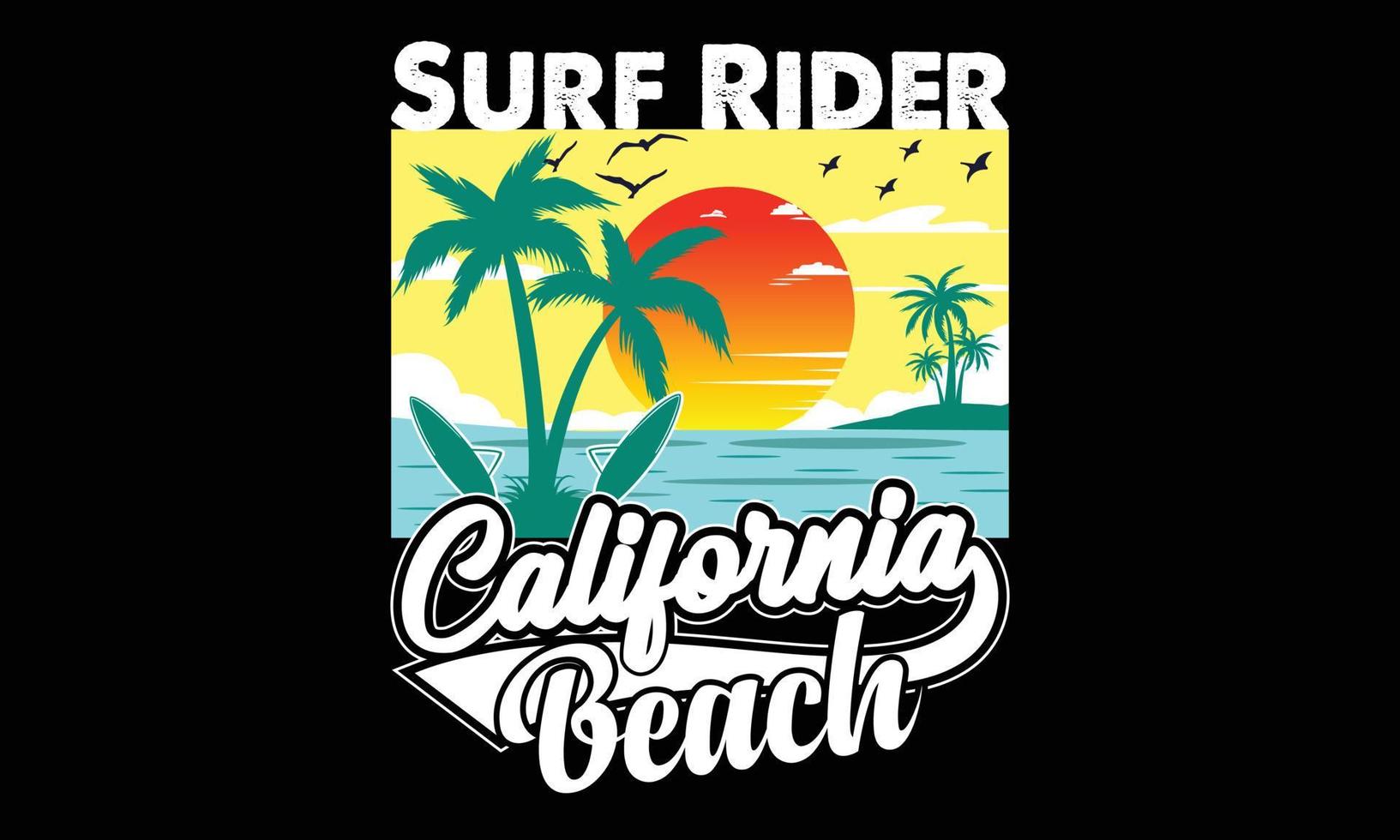 vetor de paraíso do surf e design de camiseta colorida de ilustração. design de camiseta vetorial de surf paradisíaco.