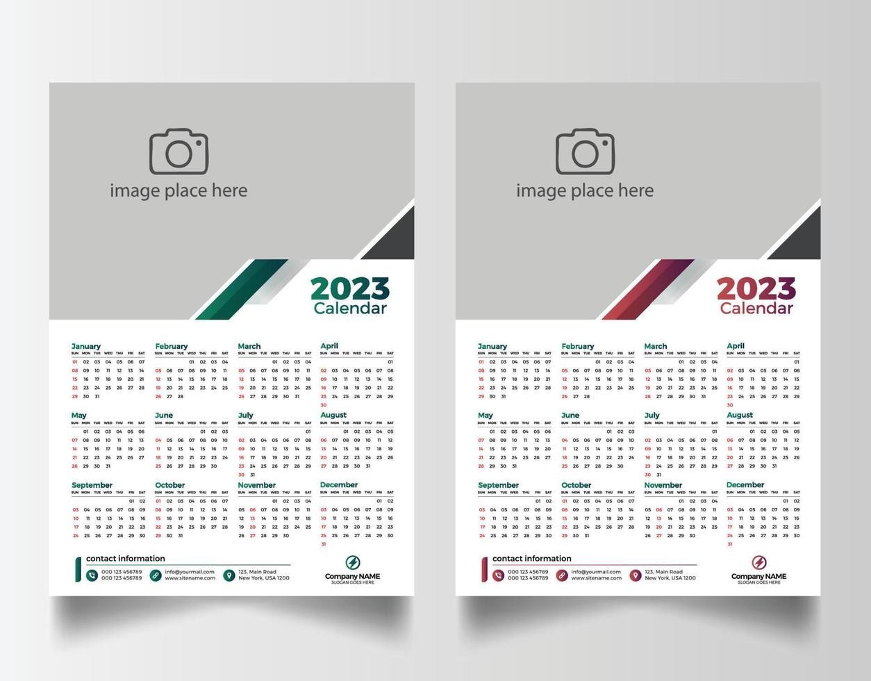 modelo de design de calendário de parede 2023 vetor