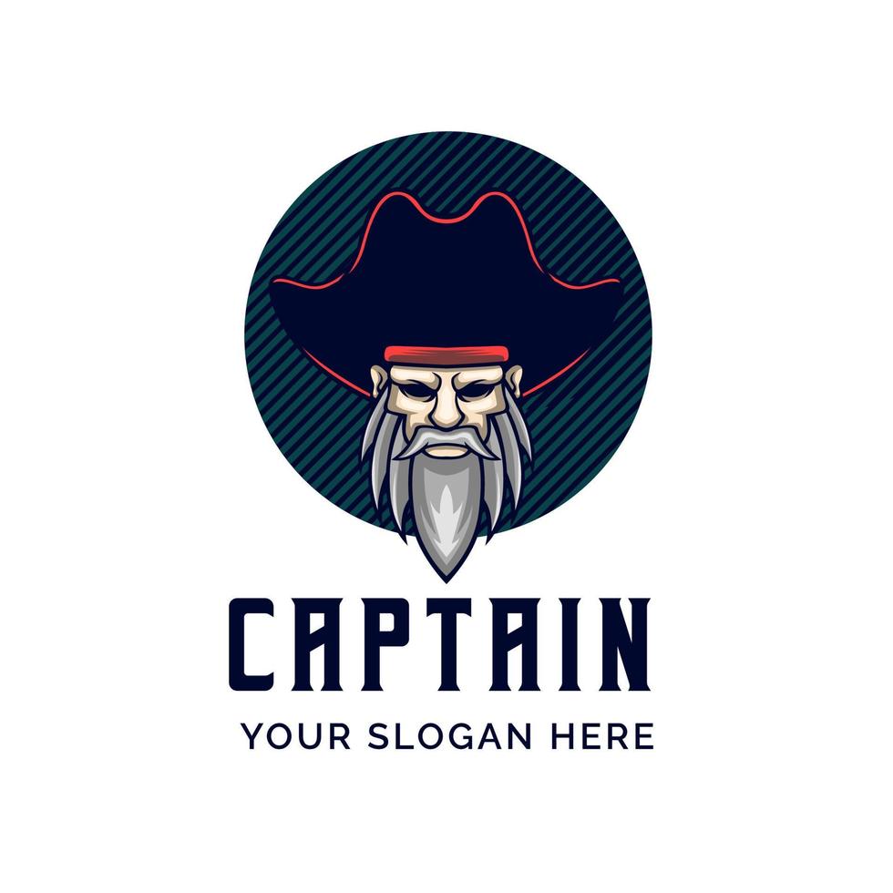 modelo de mascote vetorial de design de logotipo capitão pirata vetor