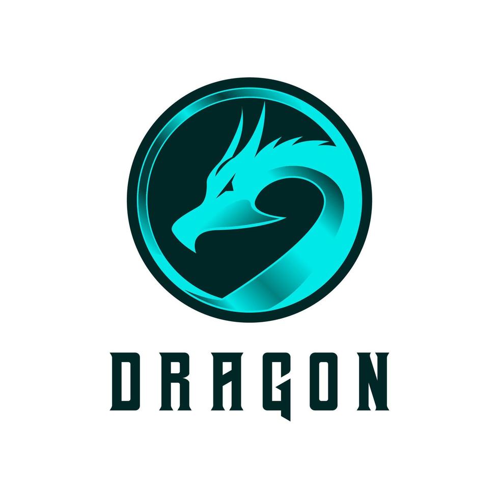 ilustração em vetor de design de logotipo de jogo de círculo de dragão
