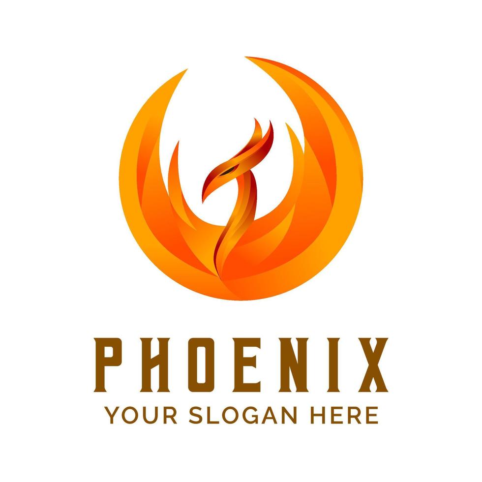 modelo de mascote vetorial de design de logotipo gradiente Phoenix vetor