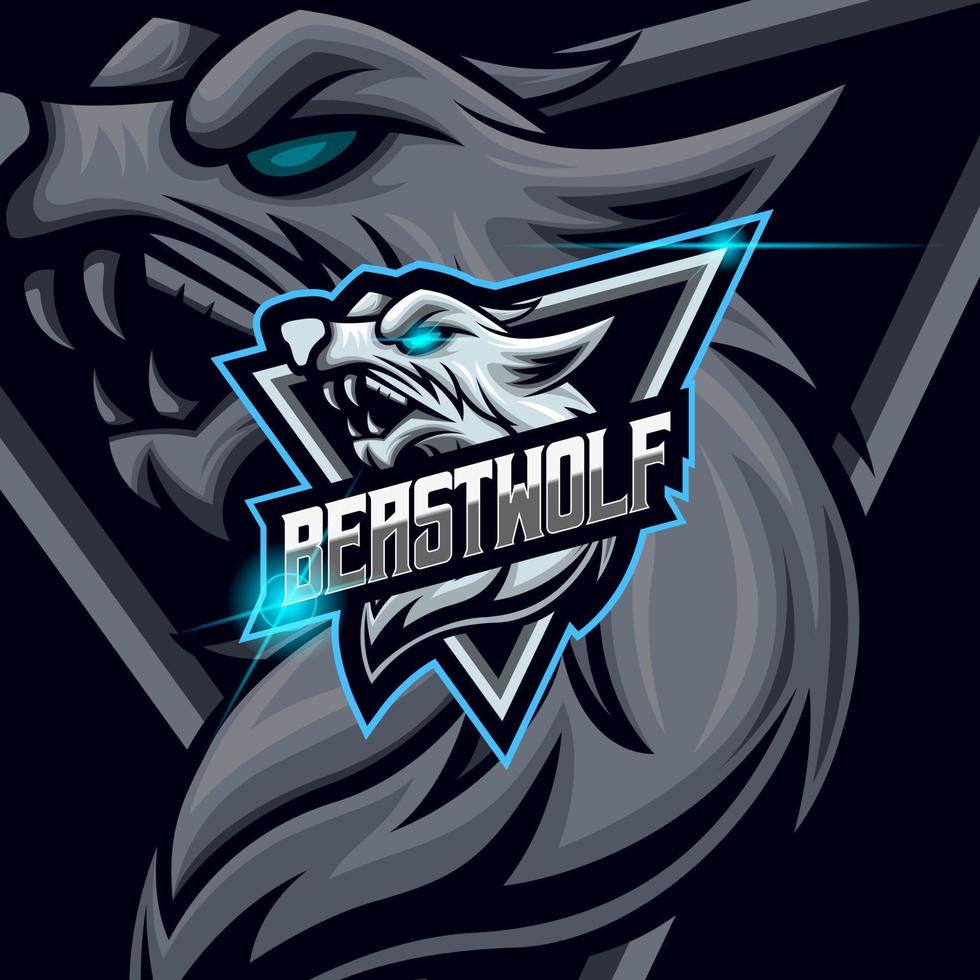 design de logotipo esport lobo besta vetor