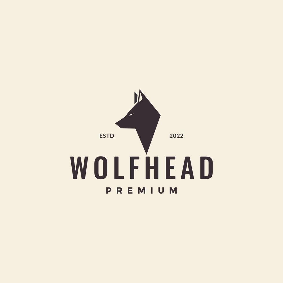 cabeça lobo poligonal hipster design de logotipo vintage vetor