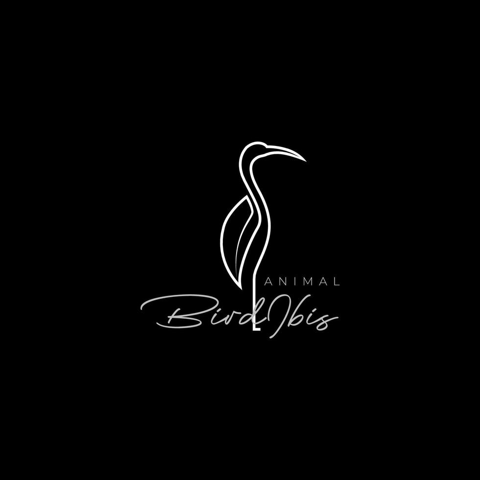pássaro ibis linha de água vetor de design de logotipo moderno minimalista