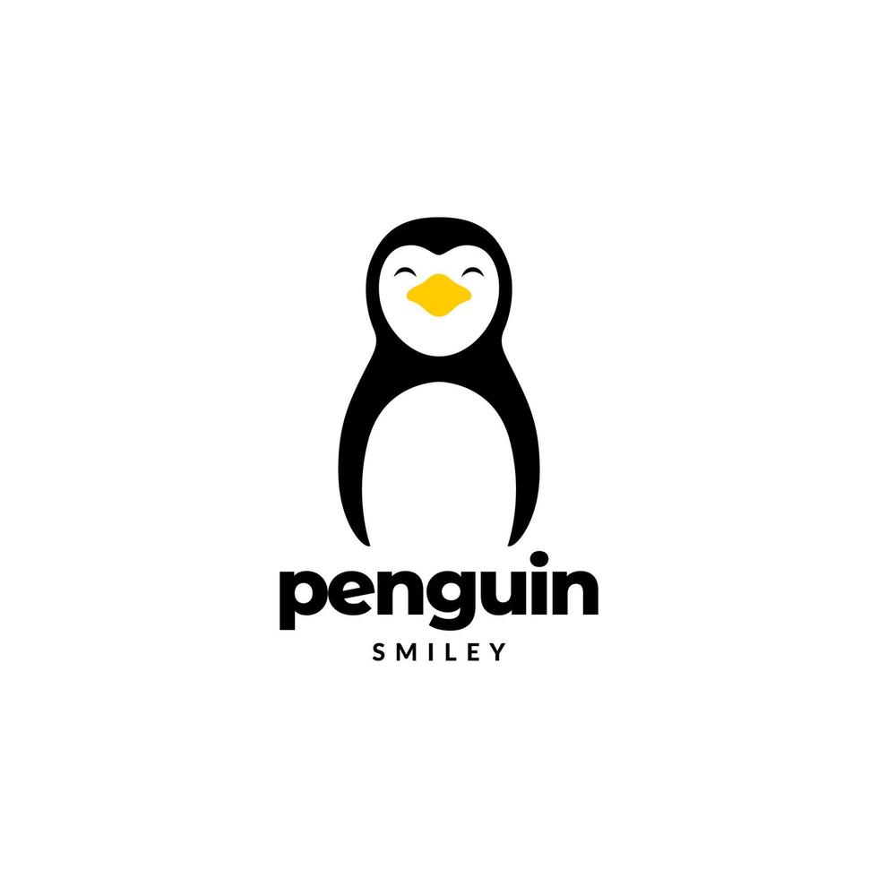 pequeno pinguim sorriso colorido mascote bonito vetor de design de logotipo moderno