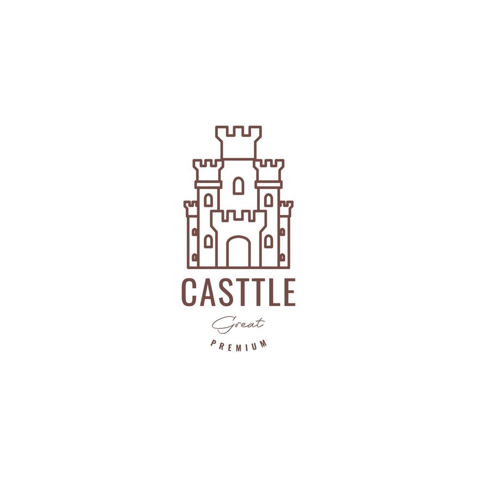 design de logotipo vintage hipster de linha mínima de castelo vetor