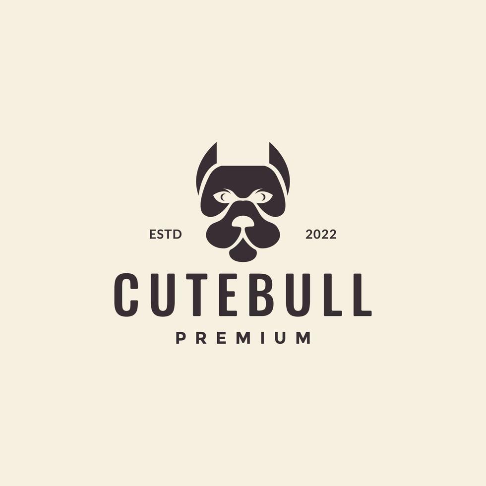 cabeça de cachorro touro design de logotipo hipster bonito forte vetor