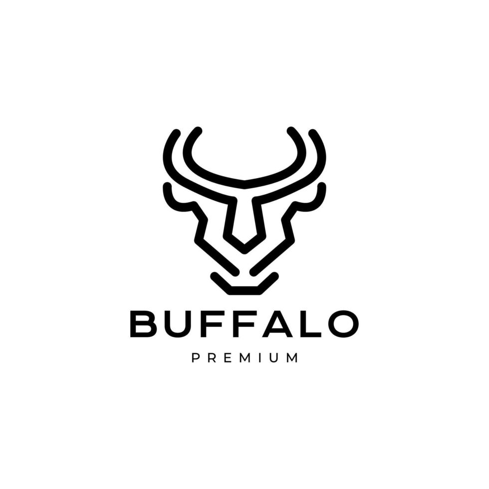 design de logotipo mínimo de linha moderna de cabeça de búfalo vetor