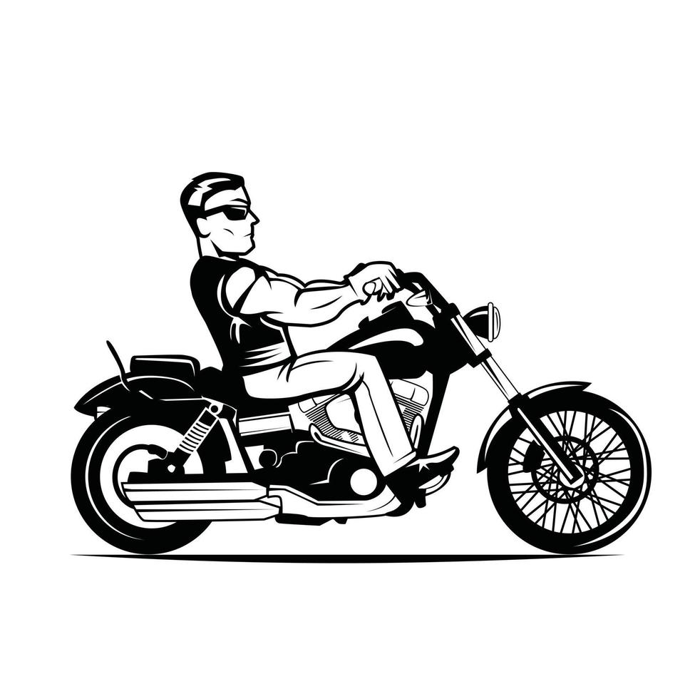 vetor de motociclista preto e branco