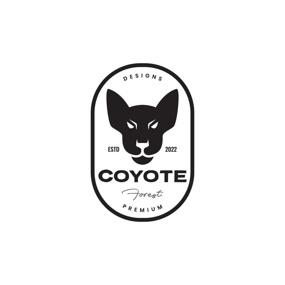 distintivo de floresta de cabeça de coiote design de logotipo vintage vetor