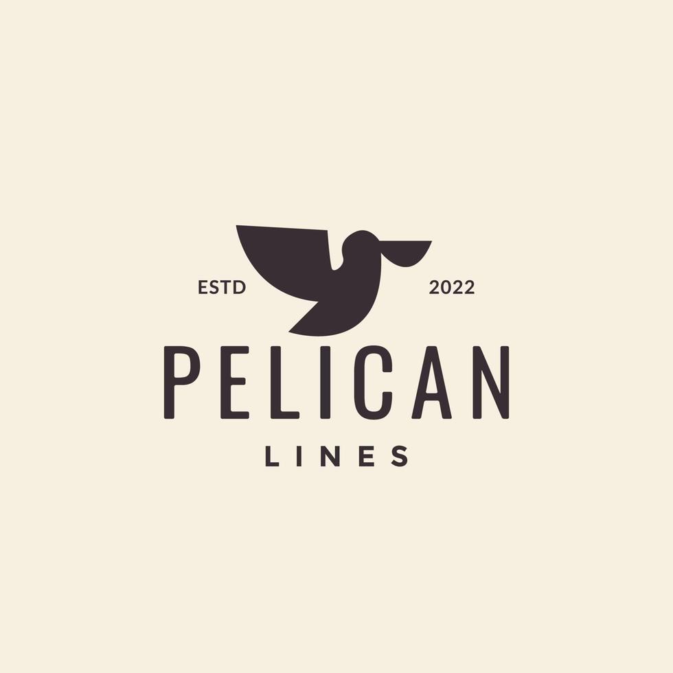 design de logotipo hipster de pássaro voador pelicano vetor